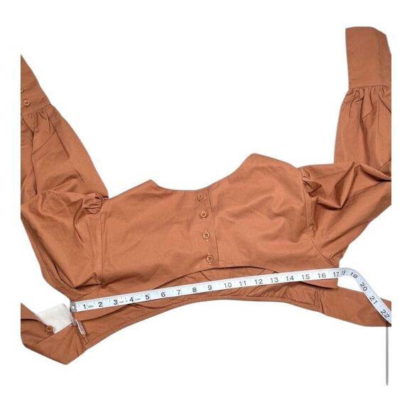 Hanifa Kayla Bustier Long Sleeve Crop Top Princess Poof Sleeves Brown NWT 2XS - Picture 6 of 10